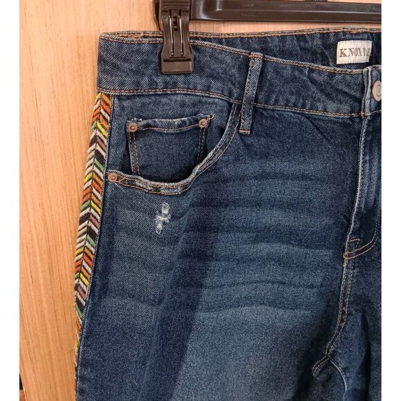 Knox Rose Jeans( 16)Womens Blue Pants Colors Chevron Pattern Side Legs High Rise - Picture 3 of 8